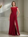 Sheath/Column Scoop Floor-Length Chiffon Mother of the Bride Dresses With Leg Slit