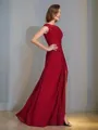 Sheath/Column Scoop Floor-Length Chiffon Mother of the Bride Dresses With Leg Slit