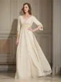 A-Line/Princess V-neck Floor-Length Chiffon Mother of the Bride Dresses With Ruffles