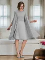 A-Line/Princess Scoop Knee-Length Chiffon Mother of the Bride Dresses With Ruffles