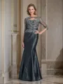 Trumpet/Mermaid Scoop Floor-Length Taffeta Mother of the Bride Dresses With Appliques Lace