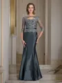 Trumpet/Mermaid Scoop Floor-Length Taffeta Mother of the Bride Dresses With Appliques Lace