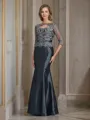 Trumpet/Mermaid Scoop Floor-Length Taffeta Mother of the Bride Dresses With Appliques Lace