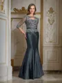 Trumpet/Mermaid Scoop Floor-Length Taffeta Mother of the Bride Dresses With Appliques Lace