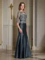 Trumpet/Mermaid Scoop Floor-Length Taffeta Mother of the Bride Dresses With Appliques Lace