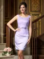 Sheath/Column Scoop Short/Mini Satin Mother of the Bride Dresses With Bow