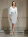 Sheath/Column V-neck Knee-Length Chiffon Mother of the Bride Dresses With Ruffles