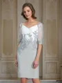 Sheath/Column V-neck Knee-Length Chiffon Mother of the Bride Dresses With Ruffles