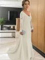 Sheath/Column V-neck Sweep Train Tulle Mother of the Bride Dresses With Appliques Lace