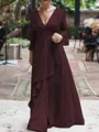 A-Line/Princess V-neck Floor-Length Chiffon Mother of the Bride Dresses With Ruffles