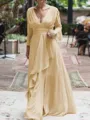 A-Line/Princess V-neck Floor-Length Chiffon Mother of the Bride Dresses With Ruffles
