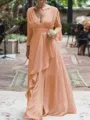 A-Line/Princess V-neck Floor-Length Chiffon Mother of the Bride Dresses With Ruffles