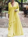 A-Line/Princess V-neck Floor-Length Chiffon Mother of the Bride Dresses With Ruffles
