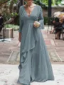 A-Line/Princess V-neck Floor-Length Chiffon Mother of the Bride Dresses With Ruffles