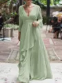 A-Line/Princess V-neck Floor-Length Chiffon Mother of the Bride Dresses With Ruffles