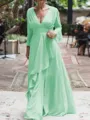 A-Line/Princess V-neck Floor-Length Chiffon Mother of the Bride Dresses With Ruffles