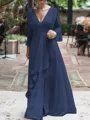 A-Line/Princess V-neck Floor-Length Chiffon Mother of the Bride Dresses With Ruffles