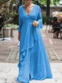 A-Line/Princess V-neck Floor-Length Chiffon Mother of the Bride Dresses With Ruffles