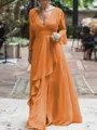A-Line/Princess V-neck Floor-Length Chiffon Mother of the Bride Dresses With Ruffles