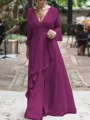 A-Line/Princess V-neck Floor-Length Chiffon Mother of the Bride Dresses With Ruffles