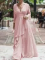 A-Line/Princess V-neck Floor-Length Chiffon Mother of the Bride Dresses With Ruffles