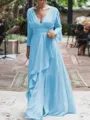 A-Line/Princess V-neck Floor-Length Chiffon Mother of the Bride Dresses With Ruffles