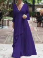 A-Line/Princess V-neck Floor-Length Chiffon Mother of the Bride Dresses With Ruffles