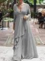 A-Line/Princess V-neck Floor-Length Chiffon Mother of the Bride Dresses With Ruffles