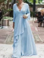 A-Line/Princess V-neck Floor-Length Chiffon Mother of the Bride Dresses With Ruffles