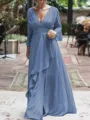 A-Line/Princess V-neck Floor-Length Chiffon Mother of the Bride Dresses With Ruffles