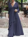 A-Line/Princess V-neck Floor-Length Chiffon Mother of the Bride Dresses With Ruffles