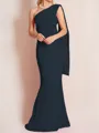 Sheath/Column One-Shoulder Floor-Length Stretch Crepe Mother of the Bride Dresses With Ruffles