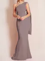 Sheath/Column One-Shoulder Floor-Length Stretch Crepe Mother of the Bride Dresses With Ruffles