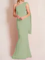 Sheath/Column One-Shoulder Floor-Length Stretch Crepe Mother of the Bride Dresses With Ruffles