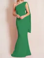 Sheath/Column One-Shoulder Floor-Length Stretch Crepe Mother of the Bride Dresses With Ruffles