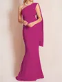 Sheath/Column One-Shoulder Floor-Length Stretch Crepe Mother of the Bride Dresses With Ruffles