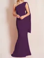 Sheath/Column One-Shoulder Floor-Length Stretch Crepe Mother of the Bride Dresses With Ruffles