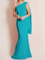 Sheath/Column One-Shoulder Floor-Length Stretch Crepe Mother of the Bride Dresses With Ruffles