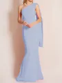 Sheath/Column One-Shoulder Floor-Length Stretch Crepe Mother of the Bride Dresses With Ruffles