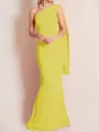 Sheath/Column One-Shoulder Floor-Length Stretch Crepe Mother of the Bride Dresses With Ruffles
