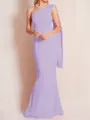 Sheath/Column One-Shoulder Floor-Length Stretch Crepe Mother of the Bride Dresses With Ruffles