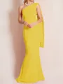 Sheath/Column One-Shoulder Floor-Length Stretch Crepe Mother of the Bride Dresses With Ruffles