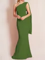 Sheath/Column One-Shoulder Floor-Length Stretch Crepe Mother of the Bride Dresses With Ruffles