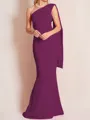 Sheath/Column One-Shoulder Floor-Length Stretch Crepe Mother of the Bride Dresses With Ruffles