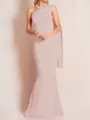 Sheath/Column One-Shoulder Floor-Length Stretch Crepe Mother of the Bride Dresses With Ruffles