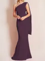 Sheath/Column One-Shoulder Floor-Length Stretch Crepe Mother of the Bride Dresses With Ruffles