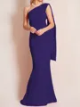 Sheath/Column One-Shoulder Floor-Length Stretch Crepe Mother of the Bride Dresses With Ruffles