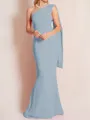 Sheath/Column One-Shoulder Floor-Length Stretch Crepe Mother of the Bride Dresses With Ruffles