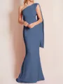 Sheath/Column One-Shoulder Floor-Length Stretch Crepe Mother of the Bride Dresses With Ruffles