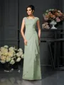 A-Line/Princess Scoop Floor-Length Chiffon Mother of the Bride Dresses With Lace